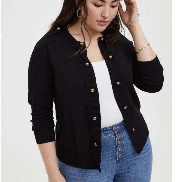 Torrid black military style cardigan sweater size 1 - Picture 1 of 6